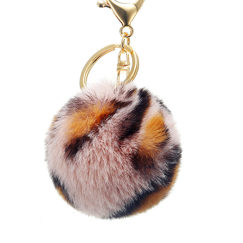 Wholesale Leopard Print Plush Ball Keychain
